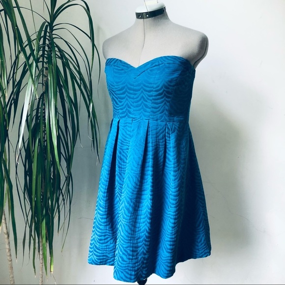 REBECCA TAYLOR Women’s Sweetheart Neckline Zebra Print Blue Dress Size 10 - Picture 3 of 9